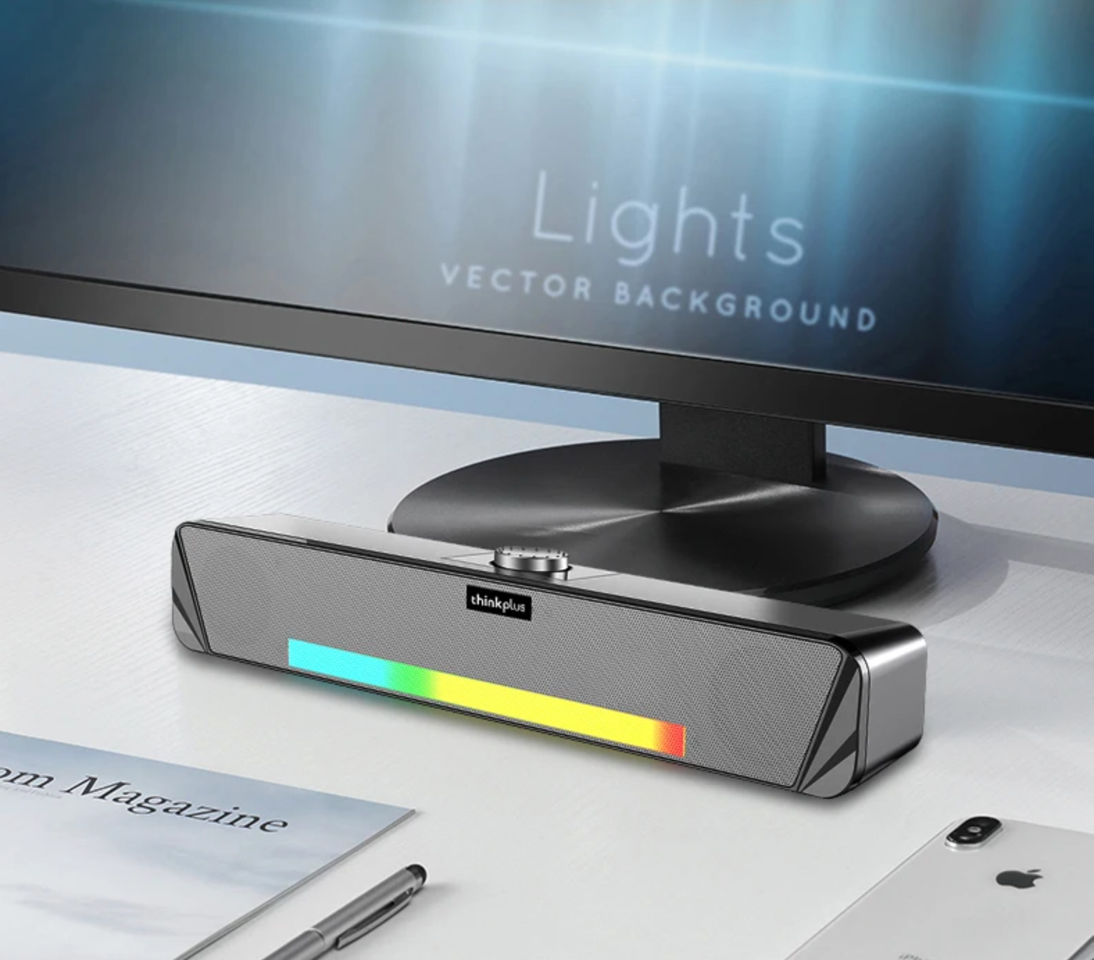 Coluna LENOVO TS33 Bluetooth 5.0 / com cabo - Barra de Som 360º Surround, Subwoofer de Áudio, Ideal para Casa e Computador Coluna LENOVO TS33 Bluetooth 5.0 / com cabo - Barra de Som 360º Surround, Subwoofer de Áudio, Ideal para Casa e Computador